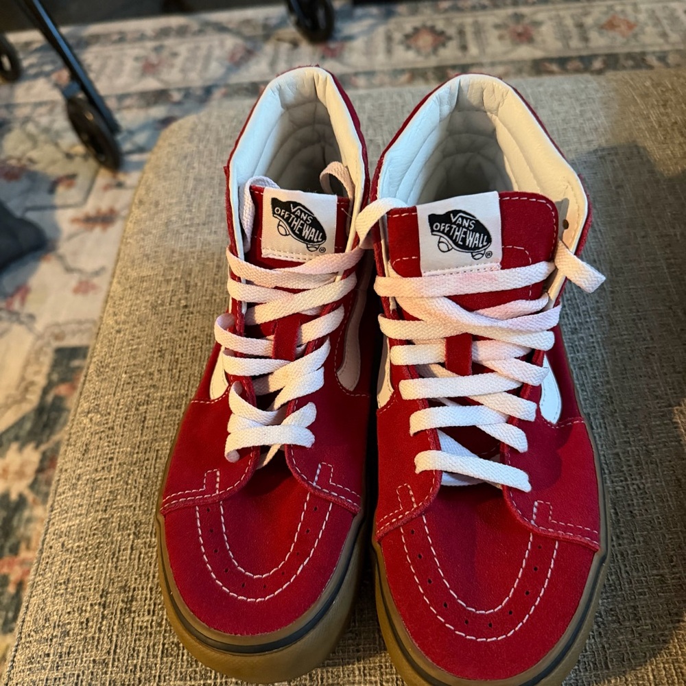 Vans old school High-Top Sneakers women 7.5 men 6 Red suede leather shoes